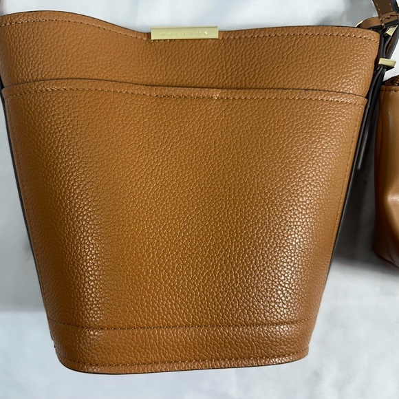 Halston Handbags - Halston Brown Leather Bucket Bag